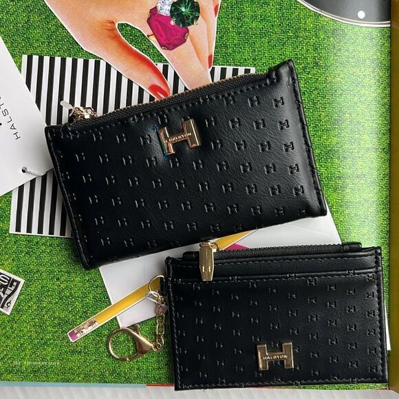 Halston Compact Bifold Wallet and Card Case 2 Pack - Picture 1 of 6